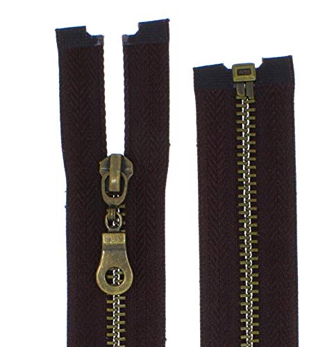 Metall-Reißverschluss Metall teilbar 5mm (braun, 100cm) von Erlif