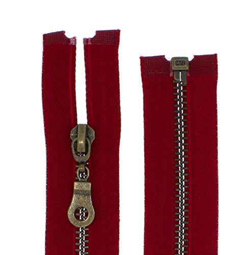 Metall-Reißverschluss Metall teilbar 5mm (dunkelrot, 55cm) von Erlif