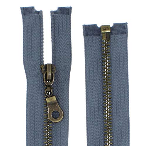 Metall-Reißverschluss Metall teilbar 5mm (grau, 65cm) von Erlif