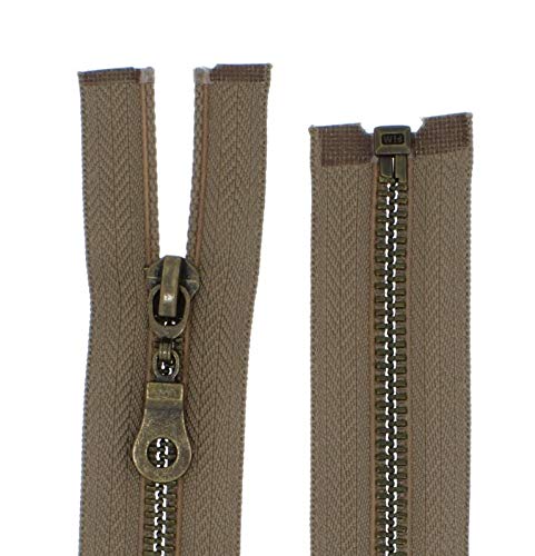 Metall-Reißverschluss Metall teilbar 5mm (hellbraun, 75cm) von Erlif