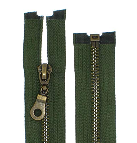 Metall-Reißverschluss Metall teilbar 5mm (olivegrün, 70cm) von Erlif