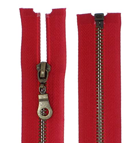 Metall-Reißverschluss Metall teilbar 5mm (rot, 75cm) von Erlif