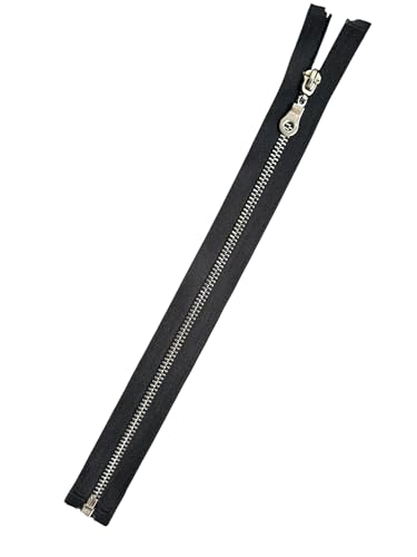 Metall - Reißverschluss Silber-Glanz Reißverschlüsse teilbar 5mm MS_322 (schwarz, 110cm) von Erlif