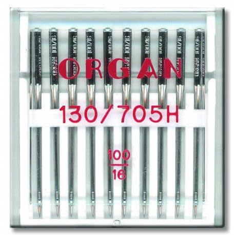 ORGAN Nähmaschinennadeln Universal Jeans Leder Stretch Jersey Microtex Quilting Embroidery 130/705 H (Universalnadel - Stärke 100) von Erlif