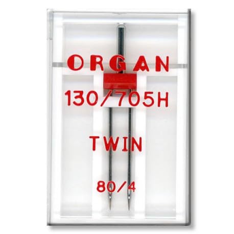 ORGAN Nähmaschinennadeln Universal Jeans Leder Stretch Jersey Microtex Quilting Embroidery 130/705 H (Zwillingsnadel - 80-4mm) von Erlif