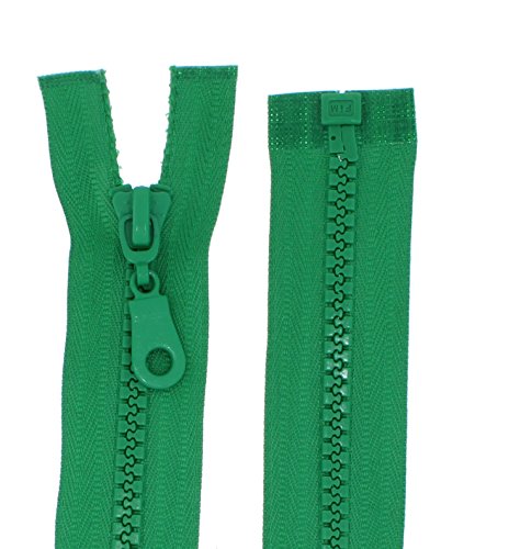 Reißverschlüsse Kunststoff Plastik Reißverschluss grob 5mm teilbar (25 cm, grün) von Erlif