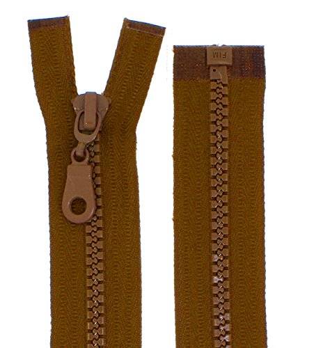 Reißverschlüsse Kunststoff Plastik Reißverschluss grob 5mm teilbar (25 cm, ockerbraun) von Erlif