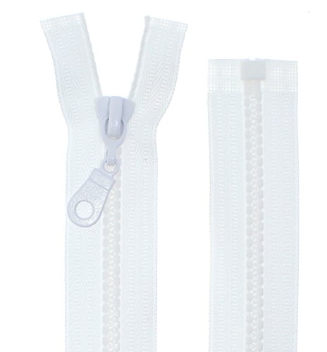 Reißverschlüsse Kunststoff Plastik Reißverschluss grob 5mm teilbar (35 cm, weiß) von Erlif