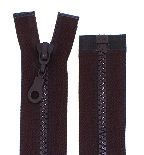 Reißverschlüsse Kunststoff Plastik Reißverschluss grob 5mm teilbar (40 cm, braun) von Erlif