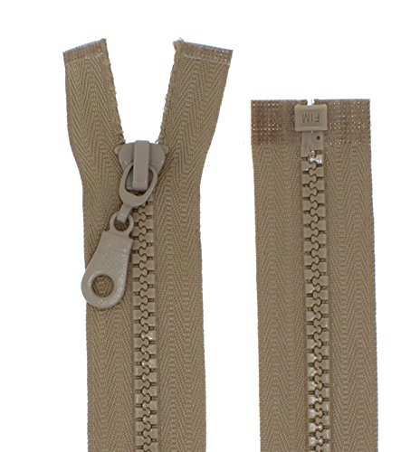 Reißverschlüsse Kunststoff Plastik Reißverschluss grob 5mm teilbar (40 cm, hellbraun) von Erlif