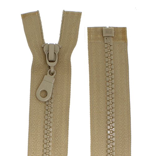 Reißverschlüsse Kunststoff Plastik Reißverschluss grob 5mm teilbar (45 cm, beige) von Erlif