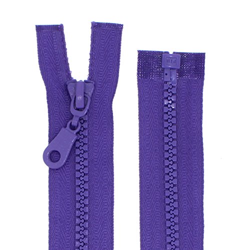 Reißverschlüsse Kunststoff Plastik Reißverschluss grob 5mm teilbar (45 cm, lila) von Erlif