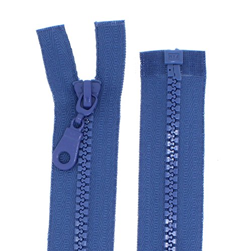 Reißverschlüsse Kunststoff Plastik Reißverschluss grob 5mm teilbar (55 cm, jeansblau) von Erlif