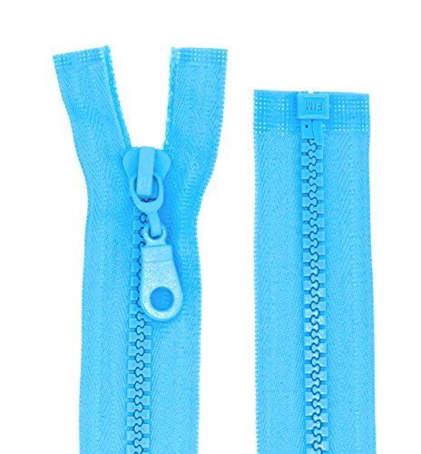 Reißverschlüsse Kunststoff Plastik Reißverschluss grob 5mm teilbar (55 cm, türkisblau) von Erlif