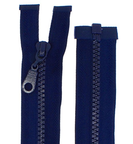 Reißverschlüsse Kunststoff Plastik Reißverschluss grob 5mm teilbar (80 cm, dunkelblau) von Erlif