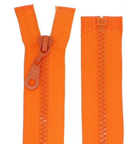 Reißverschlüsse Kunststoff Plastik Reißverschluss grob 5mm teilbar (85 cm, orange) von Erlif
