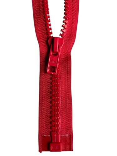 Reißverschluss GROB No.10 teilbar Kunststoff-Reißverschlüsse PZG,148, (rot, 59cm) von Erlif