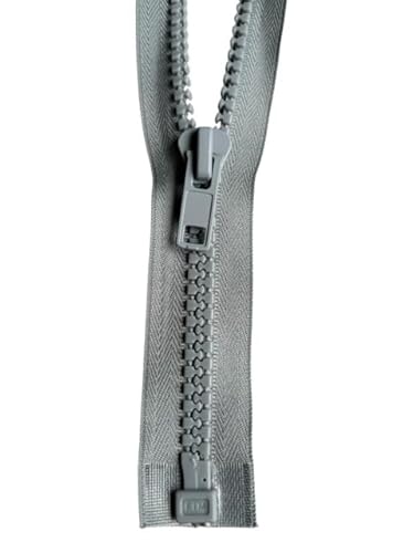 Reißverschluss GROB No.10 teilbar Kunststoff-Reißverschlüsse PZG,319, (grau, 51cm) von Erlif