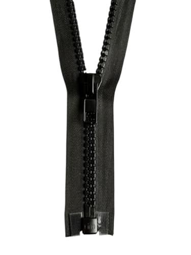 Reißverschluss GROB No.10 teilbar Kunststoff-Reißverschlüsse PZG,322 (schwarz, 110cm) von Erlif