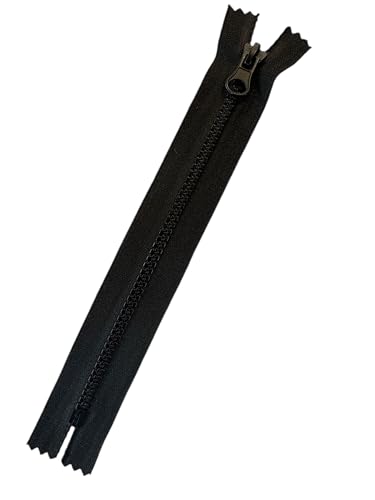 Reißverschluss Kunststoff Plastik nicht-teilbar 5mm PZn_322 (schwarz, 25cm) von Erlif
