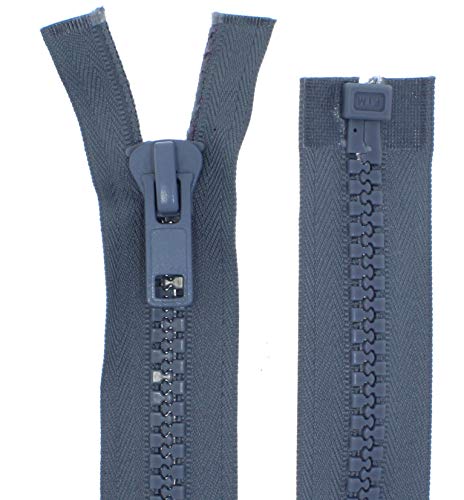 Reißverschluss Kunststoff teilbar GROB lang PZG-319 (grau, 170cm) von Erlif