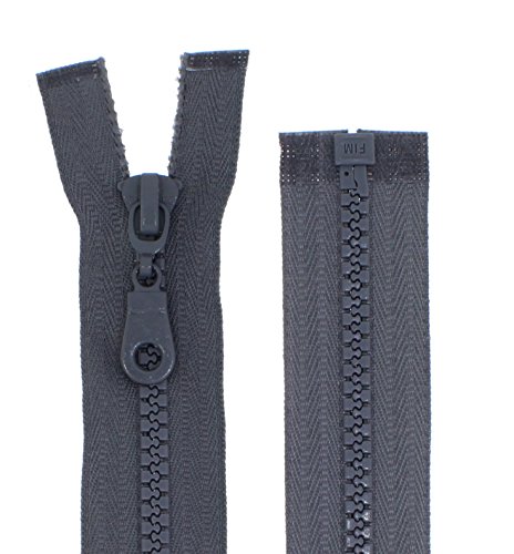 Reißverschluss für Jacken Kunststoff Plastik Zipper Reissverschlüsse teilbar (Dunkelgrau 60cm) von Erlif