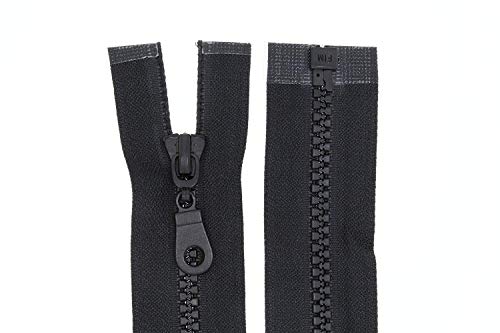 Reißverschluss für Jacken Kunststoff Plastik Zipper Reissverschlüsse teilbar (Schwarz 70cm) von Erlif