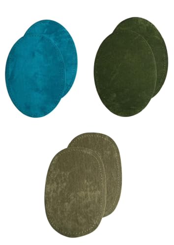 Velours-Leder Flecken Wildlederimitatflecken zum aufbügeln (SET-grün/oliv/petrol, 3 Pack) von Erlif