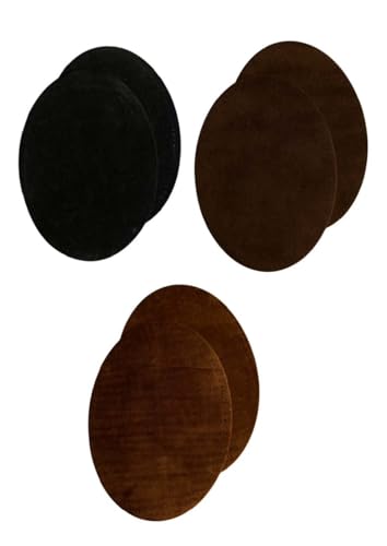 Velours-Leder Flecken Wildlederimitatflecken zum aufbügeln (SET-schwarz/d.brauntöne, 3 Pack) von Erlif