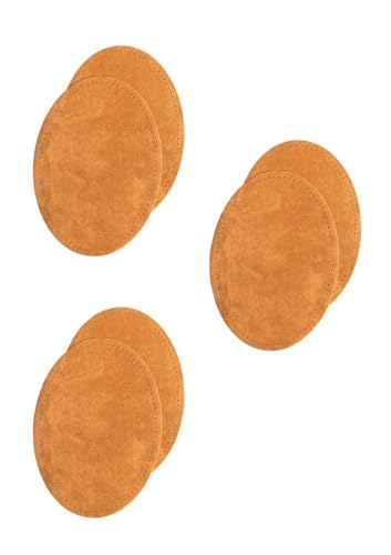 Velours-Leder Flecken Wildlederimitatflecken zum aufbügeln (caramel-braun, 3 Pack) von Erlif
