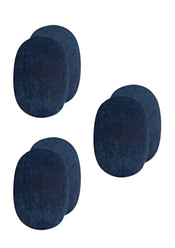 Velours-Leder Flecken Wildlederimitatflecken zum aufbügeln (dunkelblau, 3 Pack) von Erlif