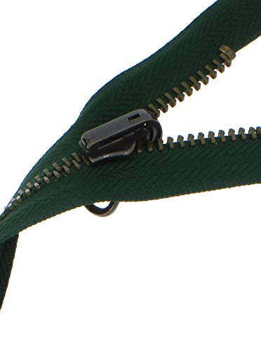 Wende - Reißverschlüsse Metall - Brüniert Altmessing 5mm teilbar für Jacken (dunkelgrün, 75cm) von Erlif