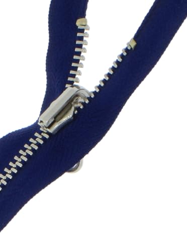 Wende - Reißverschlüsse Metall - Silber 5mm teilbar für Jacken (dunkelblau, 70cm) von Erlif