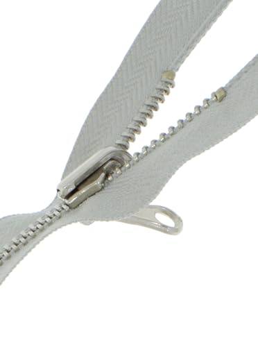 Wende - Reißverschlüsse Metall - Silber 5mm teilbar für Jacken (hellgrau, 60cm) von Erlif