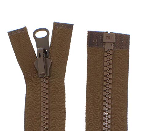 Wende - Reißverschlüsse teilbar für Jacken Kunststoff Zähne 5mm (ockerbraun, 60cm) von Erlif