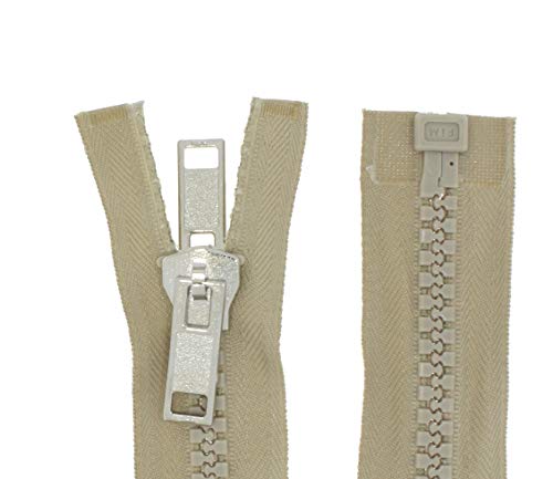 beidseitiger Reißverschluss Kunststoff teilbar GROB mit Doppel-Zipper für Zelte (beige, 200cm) von Erlif