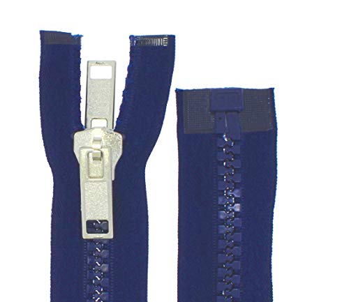 beidseitiger Reißverschluss Kunststoff teilbar GROB mit Doppel-Zipper für Zelte (dunkelblau, 100cm) von Erlif