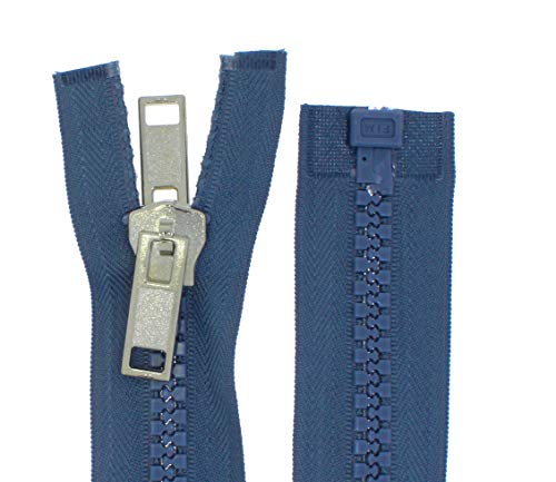 beidseitiger Reißverschluss Kunststoff teilbar GROB mit Doppel-Zipper für Zelte (grau, 200cm) von Erlif