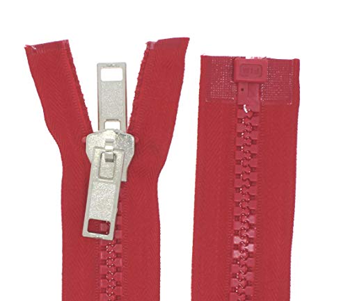 beidseitiger Reißverschluss Kunststoff teilbar GROB mit Doppel-Zipper für Zelte (rot, 200cm) von Erlif
