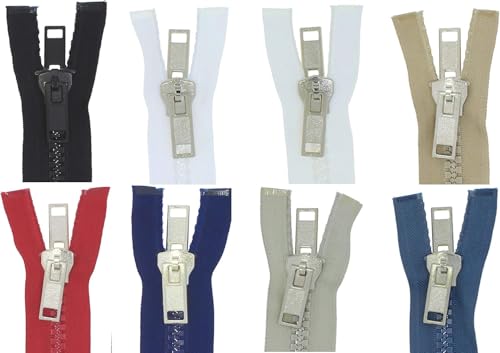 beidseitiger Reißverschluss Kunststoff teilbar GROB mit Doppel-Zipper für Zelte (schwarz, 250cm) von Erlif