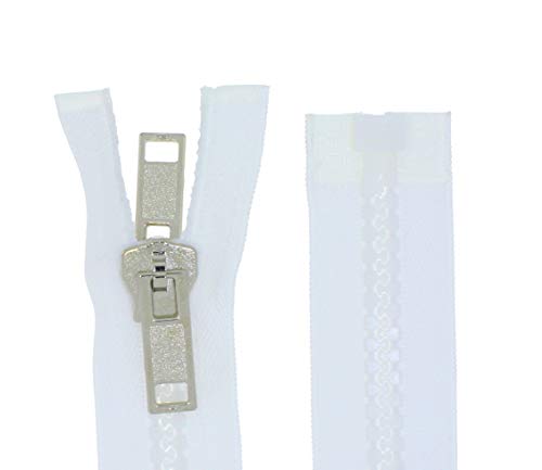 beidseitiger Reißverschluss Kunststoff teilbar GROB mit Doppel-Zipper für Zelte (weiß, 150cm) von Erlif