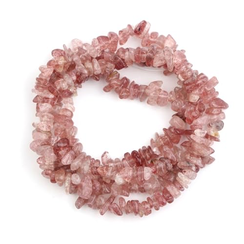 Erliway 1 Strand 32 "Natürliche Erdbeere Quarz Chip für Schmuck Herstellung, 5-8 mm Erdbeere Quarz Tumbled Crushed Kristall Stein für DIY Handwerk, unregelmäßige Kristall gebohrt lose Perlen von Erliway