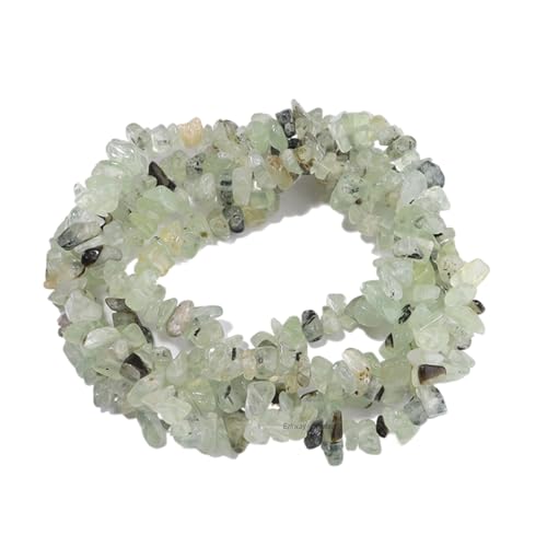 Erliway 1 Strand 32" Natürliche Prehnit Chip Perlen für Schmuckherstellung, 5-8 mm Prehnit Tumbled Chips Zerkleinerter Kristallstein für DIY-Handwerk, unregelmäßige Kristall gebohrte lose Perlen von Erliway