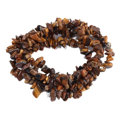 Erliway 1 Strand 32" natürliche Tiger Auge Chip Perlen für Schmuck Herstellung, 5-8 mm Tiger Auge Tumbled Chips zerkleinert Kristall Stein für DIY Handwerk,unregelmäßige Kristall gebohrte lose Perlen von Erliway