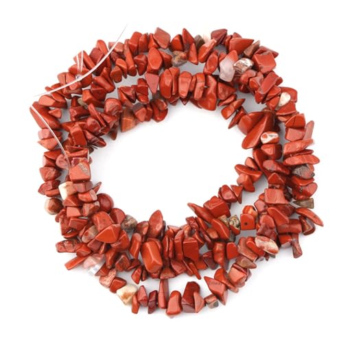 Erliway 1 Strand 32" natürliche rote Jasper Chip Perlen für Schmuck Herstellung, 5-8 mm Tumbled Chips zerkleinert Kristall Stein für DIY Handwerk, unregelmäßige Kristall gebohrte lose Perlen von Erliway