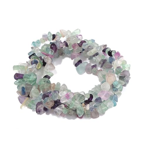 Erliway 1 Strang 81,3 cm natürliche Fluorit-Splitterperlen zur Schmuckherstellung, 5–8 mm Fluorit-Trommelsplitter, zerkleinerter Kristallstein für handgefertigtes Basteln von Erliway