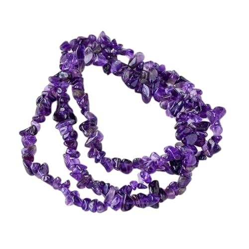 Erliway 1 Strang 81,3 cm natürlicher Amethyst-Chip zur Schmuckherstellung, 5–8 mm Amethyst-Trommelsplitter, zerkleinerter Kristallstein für handgefertigtes Basteln von Erliway
