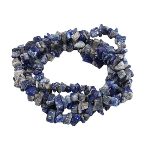 Erliway 1 Strang 81,3 cm natürlicher Lapislazuli-Splitter zur Schmuckherstellung, 5–8 mm Lapislazuli-Trommelstein, zerkleinerter Kristallstein für handgefertigte Bastelarbeiten von Erliway