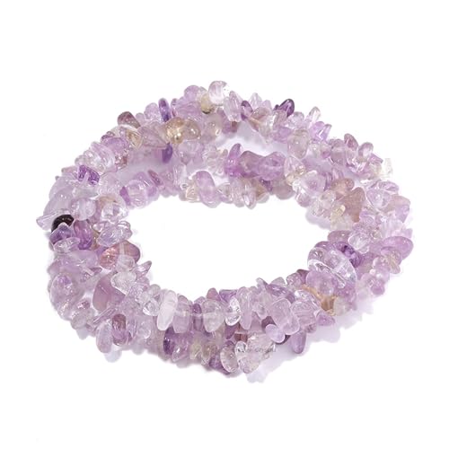 Erliway 1 Strang 81,3 cm natürlicher Lavendel-Amethyst-Chip zur Schmuckherstellung, 5–8 mm Amethyst-Trommelsplitter, zerkleinerter Kristallstein für Heimwerkerarbeiten von Erliway