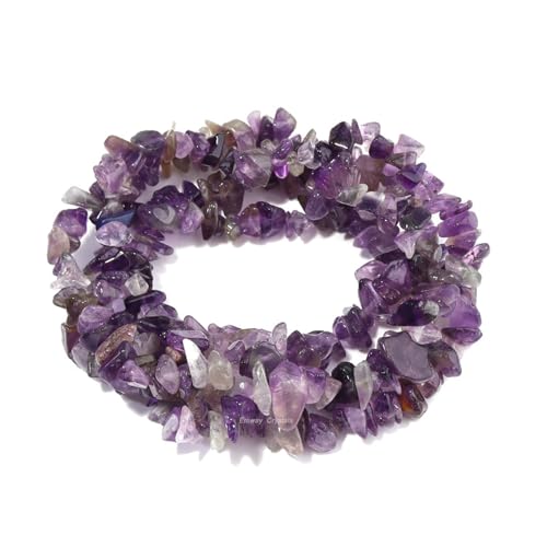 Erliway 1 Strang 81,3 cm natürlicher Traum-Amethyst-Chip zur Schmuckherstellung, 5–8 mm Amethyst-Trommelsplitter, zerkleinerter Kristallstein für handgefertigtes Basteln von Erliway